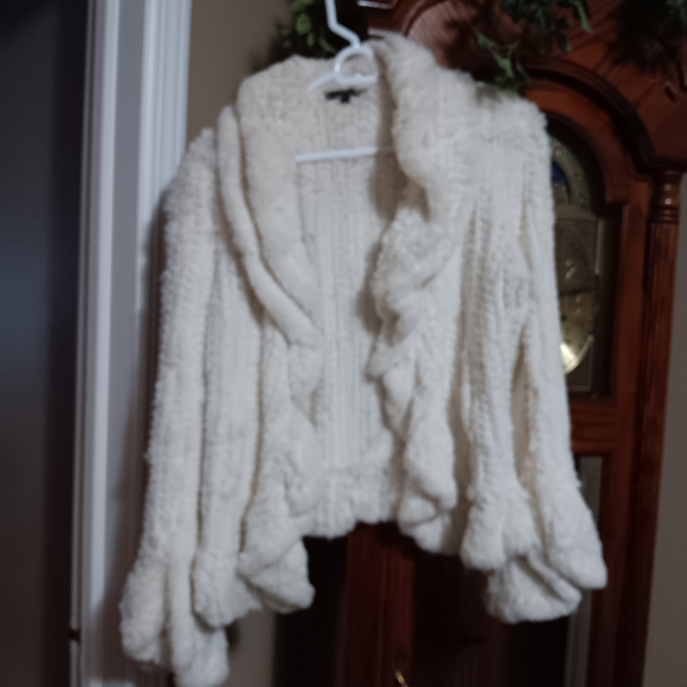 Alberto Makali White Fur Jacket